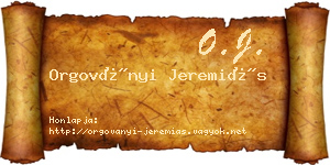 Orgoványi Jeremiás névjegykártya